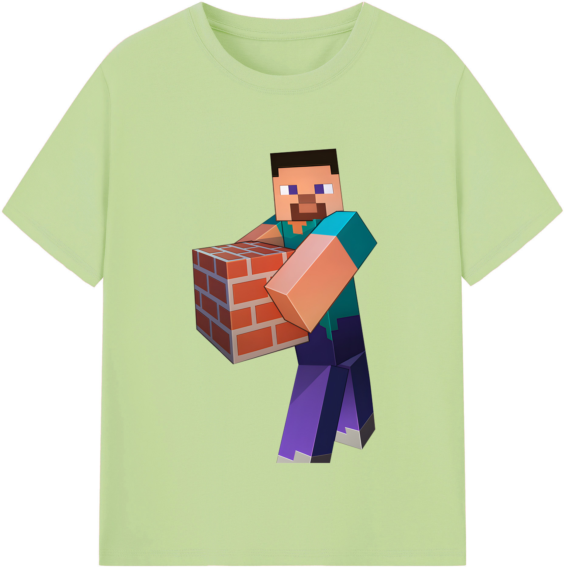 （画像用） マインクラフト ブロックの世界 Minecraft MC Block world 綿100％半袖Tシャツ（フロントプリント）